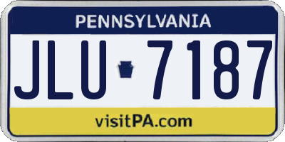PA license plate JLU7187
