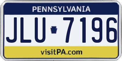 PA license plate JLU7196