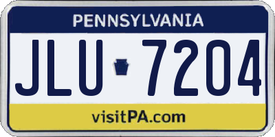 PA license plate JLU7204