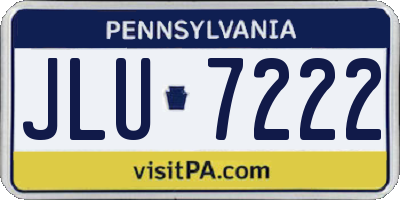 PA license plate JLU7222