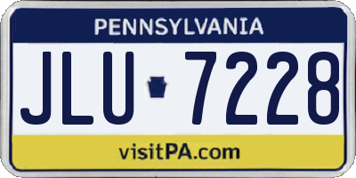 PA license plate JLU7228