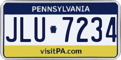 PA license plate JLU7234