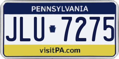 PA license plate JLU7275