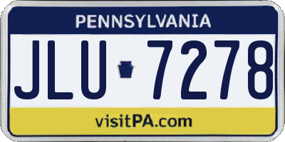 PA license plate JLU7278