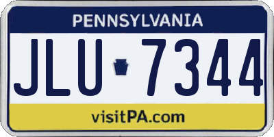 PA license plate JLU7344