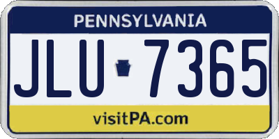 PA license plate JLU7365
