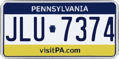 PA license plate JLU7374