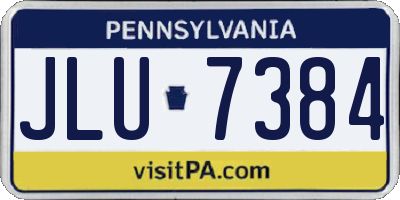 PA license plate JLU7384