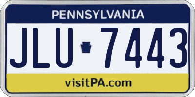PA license plate JLU7443