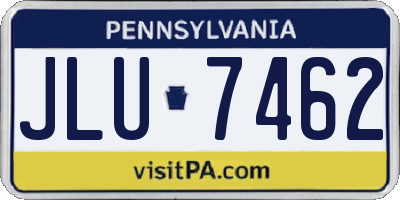 PA license plate JLU7462