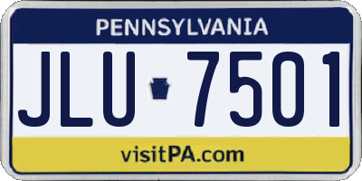 PA license plate JLU7501