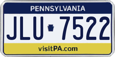 PA license plate JLU7522