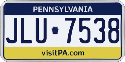 PA license plate JLU7538