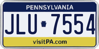 PA license plate JLU7554