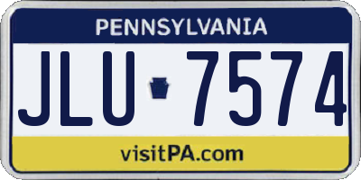 PA license plate JLU7574