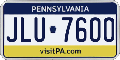 PA license plate JLU7600