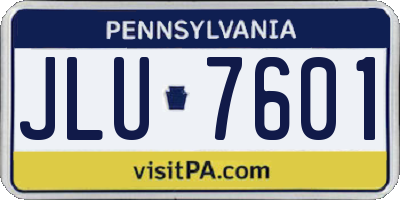 PA license plate JLU7601