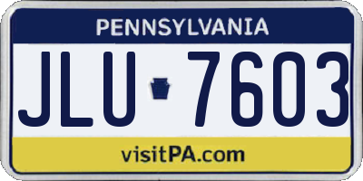 PA license plate JLU7603
