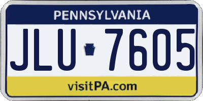 PA license plate JLU7605
