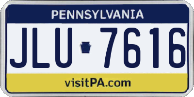 PA license plate JLU7616
