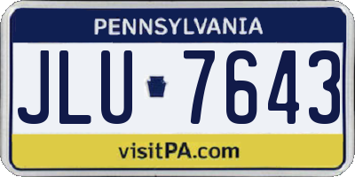 PA license plate JLU7643