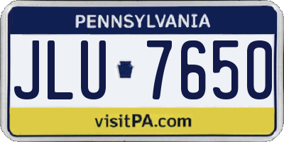 PA license plate JLU7650
