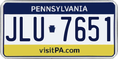 PA license plate JLU7651