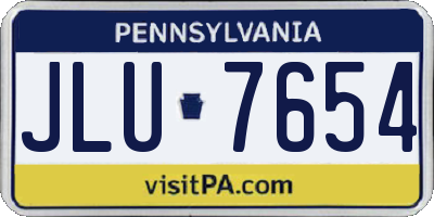 PA license plate JLU7654