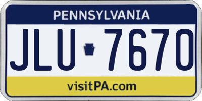 PA license plate JLU7670