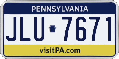 PA license plate JLU7671
