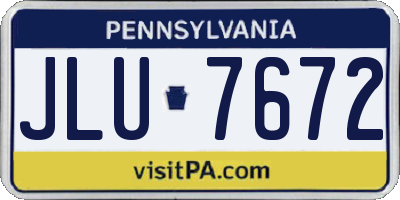 PA license plate JLU7672
