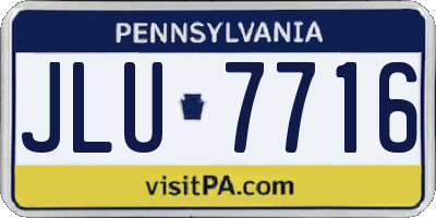 PA license plate JLU7716