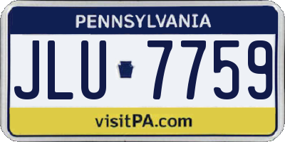 PA license plate JLU7759
