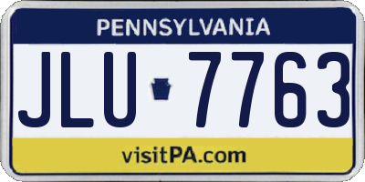 PA license plate JLU7763