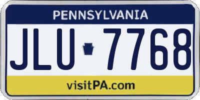 PA license plate JLU7768