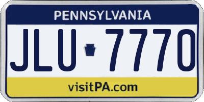 PA license plate JLU7770