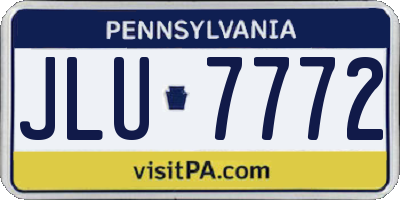 PA license plate JLU7772