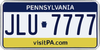 PA license plate JLU7777