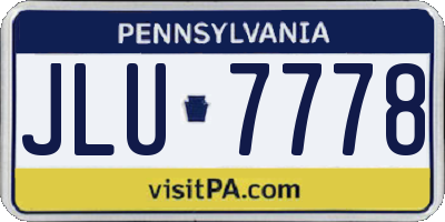PA license plate JLU7778