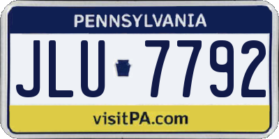 PA license plate JLU7792