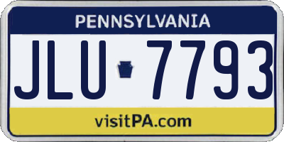 PA license plate JLU7793