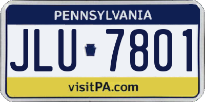 PA license plate JLU7801
