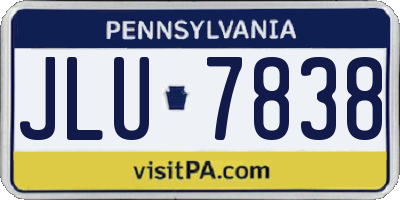 PA license plate JLU7838