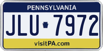 PA license plate JLU7972