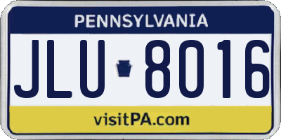 PA license plate JLU8016