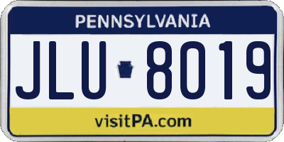 PA license plate JLU8019