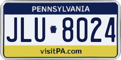 PA license plate JLU8024