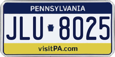 PA license plate JLU8025