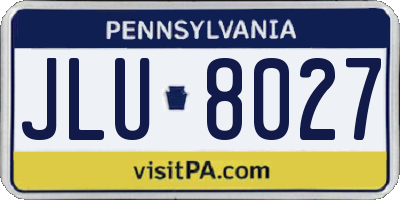 PA license plate JLU8027