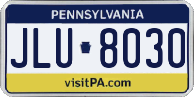 PA license plate JLU8030